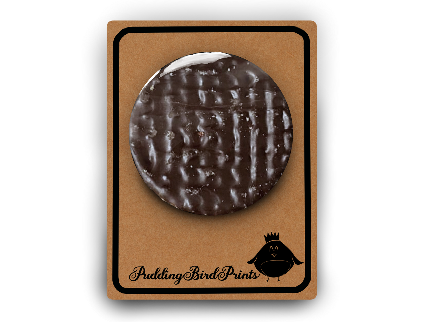 Chocolate Digestive Biscuit Badge Button Pin