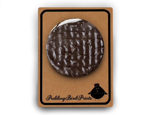 Chocolate Digestive Biscuit Badge Button Pin