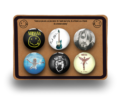 Nirvana Pin Badge buttons Set of 6 x 32mm badges