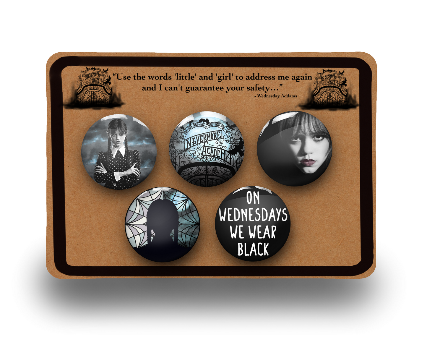 Wednesday Addams Pin Badge Button 5 Pack